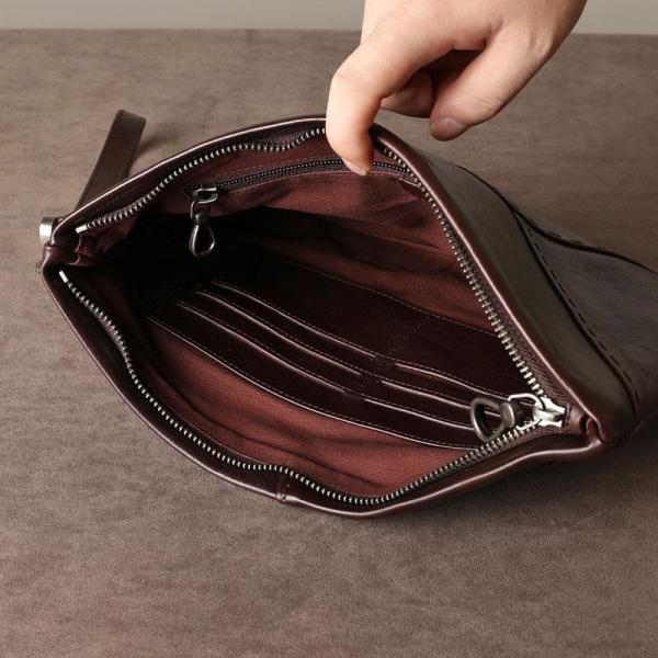 Genuine Leather Mens Clutch Cool Slim Wallet Zipper Clutch Wristlet Bag Wallet for Men Women
