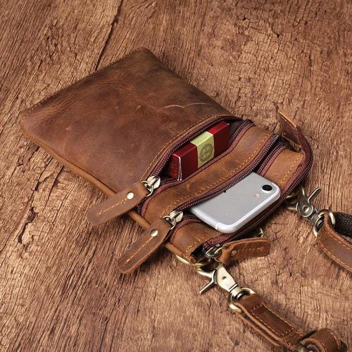 Vintage Leather Men's CELL PHONE HOLSTER Belt Pouch Waist Small Side Bag For Men
