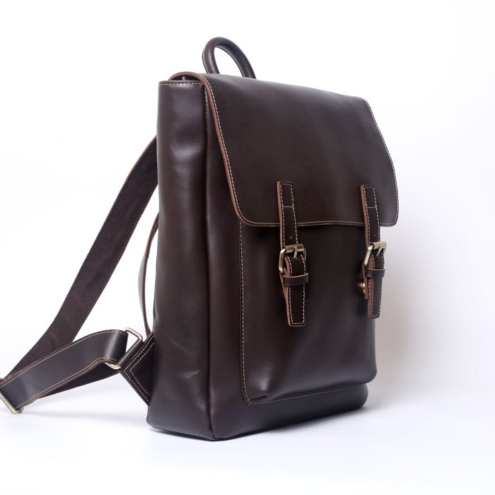 Genuine Leather Mens Cool Backpack Sling Bag Large Black Travel Bag Hiking Bag for men