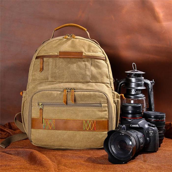 GREEN LARGE CANVAS WATERPROOF MENS CANON CAMERA BACKPACK NIKON CAMERA BAG DSLR CAMERA BAG FOR MEN