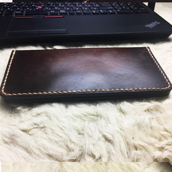 Vintage Leather Bifold Mens Long Wallet Coffee Leather Long Wallets for Men