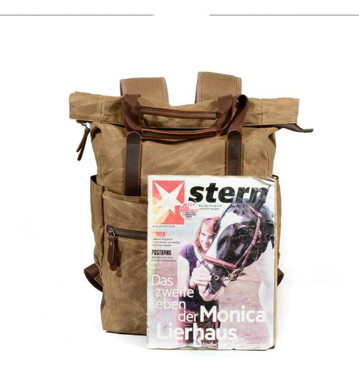 Cool Canvas Leather Mens Black College Backpack 15'' Computer Backpack Travel Backpack Hiking Bag for Men