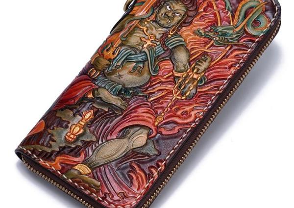 Handmade Leather Acalanatha Mens Chain Biker Wallet Cool Leather Wallet With Chain Wallets for Men