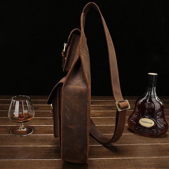 Leather Mens Cool Sling Bag Crossbody Bag Chest Bag for men