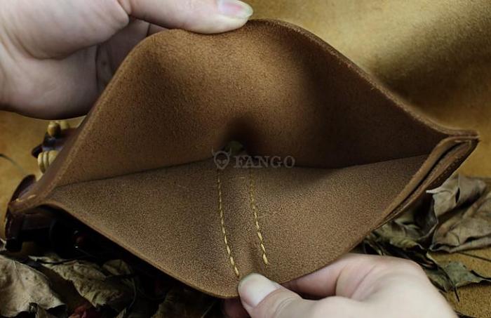 Handmade Leather Mens Cool Slim Leather Wallet Men billfold Wallets Bifold for Men