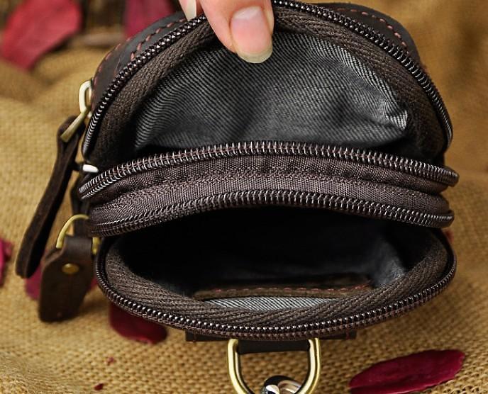 Mens Small Leather Belt Pouch Holster Belt Case Cell Phone Waist Pouch for Men