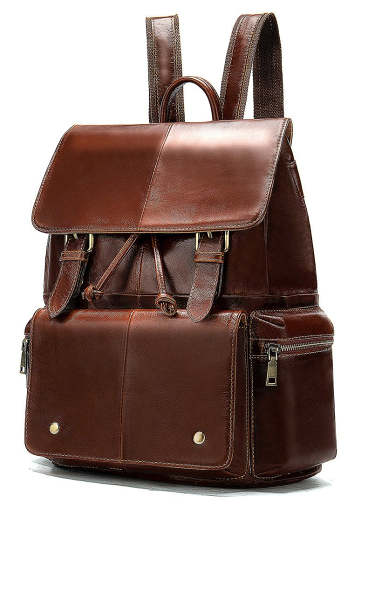 Fashion Leather Men's School Backpack 14inch Computer Backpack Satchel Backpack For Men
