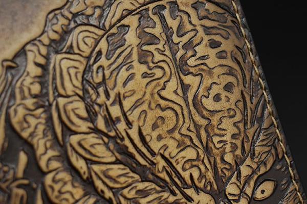 Handmade Leather Tooled Predator Mens billfold Wallet Cool Leather Wallet Slim Wallet for Men