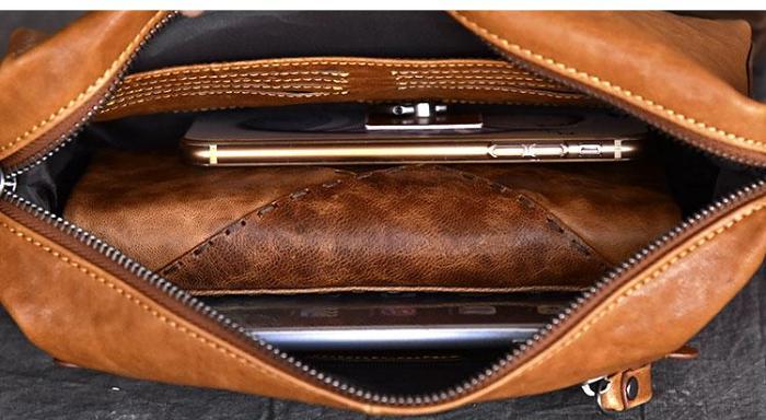 Black Leather Mens 8 HandBag Zipper Brown Clutch Bag Storage Bag For Men