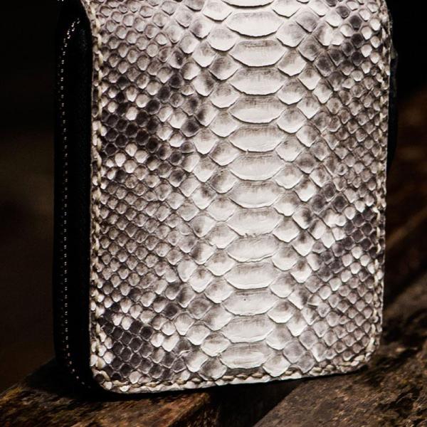 Handmade Leather Boa Skin Tooled Mens billfold Wallet Cool Slim Wallet Biker Wallet for Men