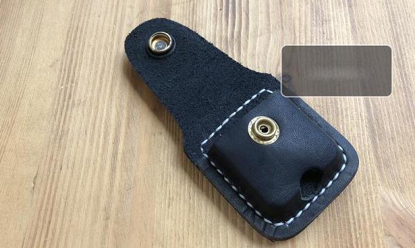 Handmade Mens Black Leather Classic Zippo Lighter Case Belt Zippo Lighter Holder with Belt Clip