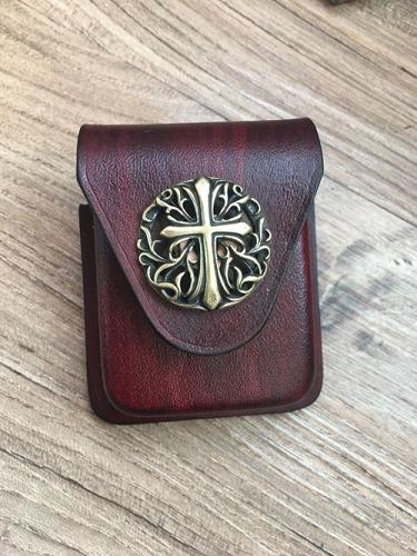 Brown Thick Leather Copper Lighter Cover Protective Lighter Cover For Men