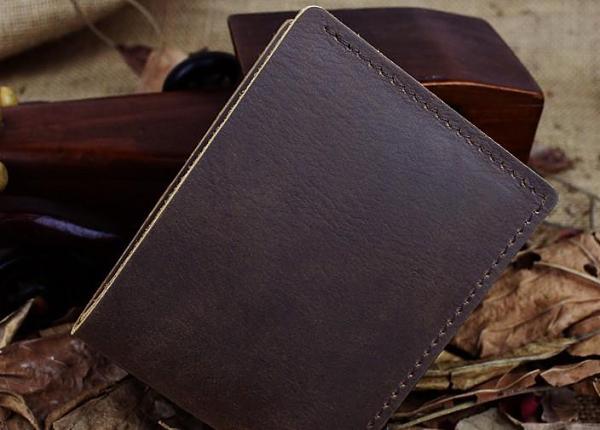 Handmade Leather Mens Cool Slim Leather Wallet Men billfold Wallets Bifold for Men