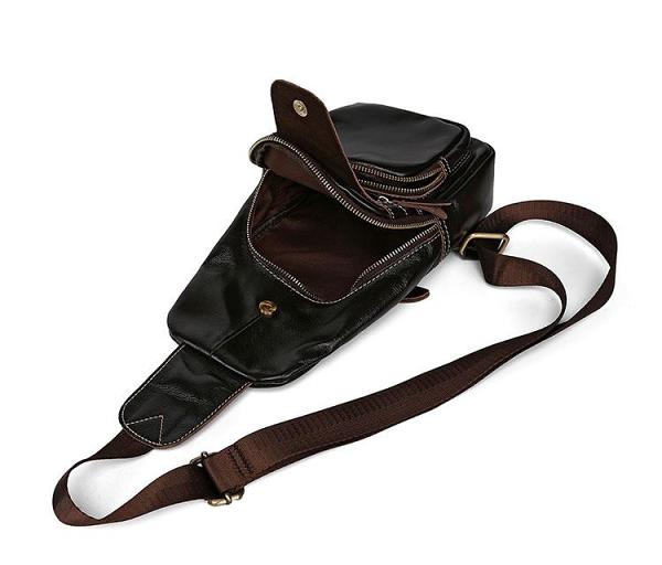 Leather Mens Cool Sling Bag Crossbody Bag Chest Bag for men