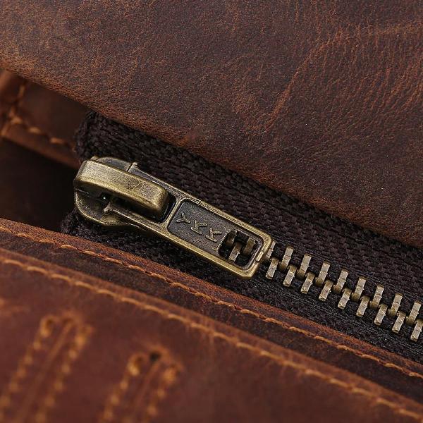 Vintage Leather Mens Bifold Small Wallet billfold Wallet Within Detachable Coin Holder for Men