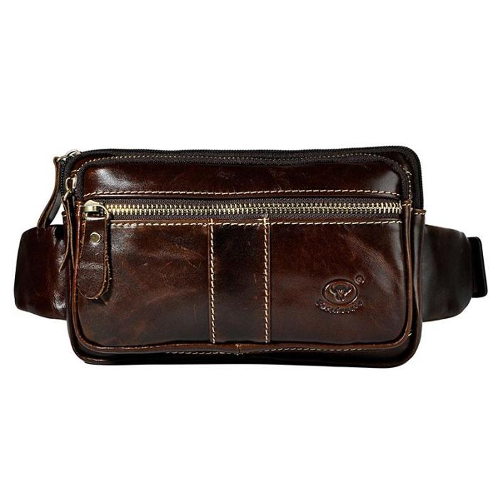 Cool Leather Mens Fanny Pack Waist Bag Hip Pack Belt Bag Bumbag for Men