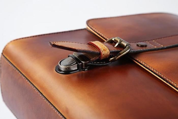 Genuine Leather Mens Cool Messenger Bag Large Briefcase Work Bag Business Bag Laptop Bag for men