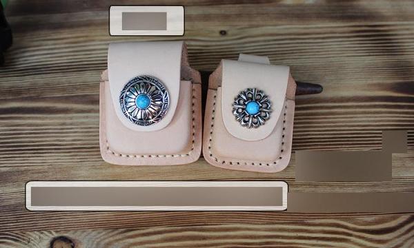 Handmade Mens Black Leather Armor Zippo Lighter Case Belt Zippo Lighter Holder with Belt Clip