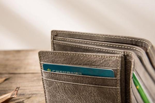 Cool Leather Mens Gray Small Wallet Bifold Vintage Slim billfold Wallet for Men