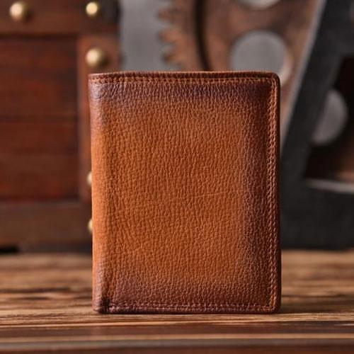 Handmade Mens Cool billfold Leather Wallet Men Small Slim Wallets Bifold for Men