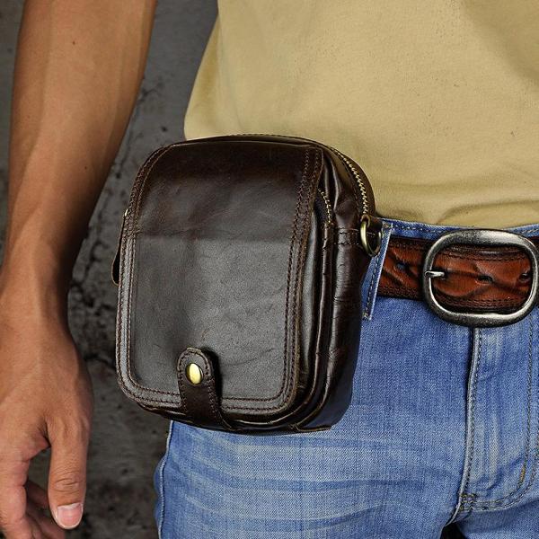 Leather Belt Pouch Mens Small Cases Waist Bag Hip Pack Belt Bag Fanny Pack Bumbag for Men