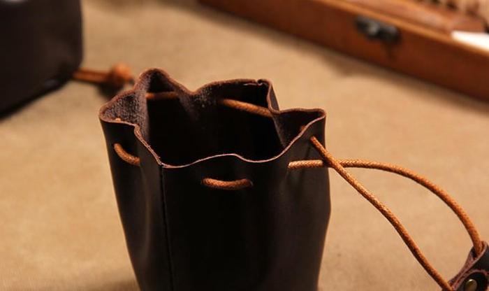 Handmade Leather Black Mens Change Pouch Coin for Men
