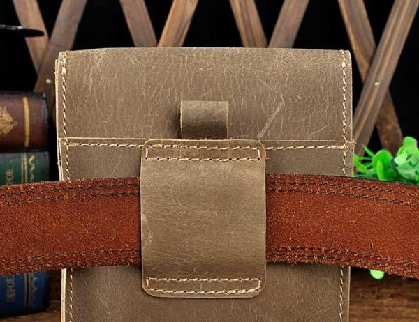 Leather Mens Cigarette Cases with Belt Loop Cell Phone Holster Belt Pouch for Men
