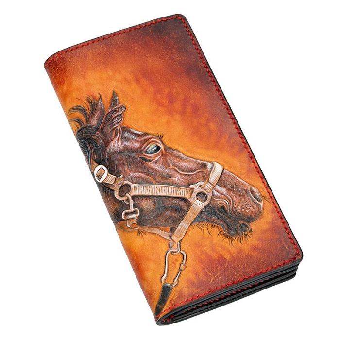 Handmade Leather Fine Horse Mens Chain Biker Wallet Cool Leather Wallet With Chain Wallets for Men