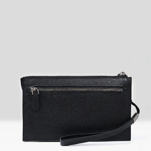 Handmade Leather Mens Clutch Cool Slim Wallet Zipper Clutch Wristlet Wallet for Men