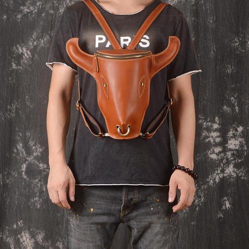 Cool Bull Leather Mens Backpack Vintage Travel Backpack Bag for Men