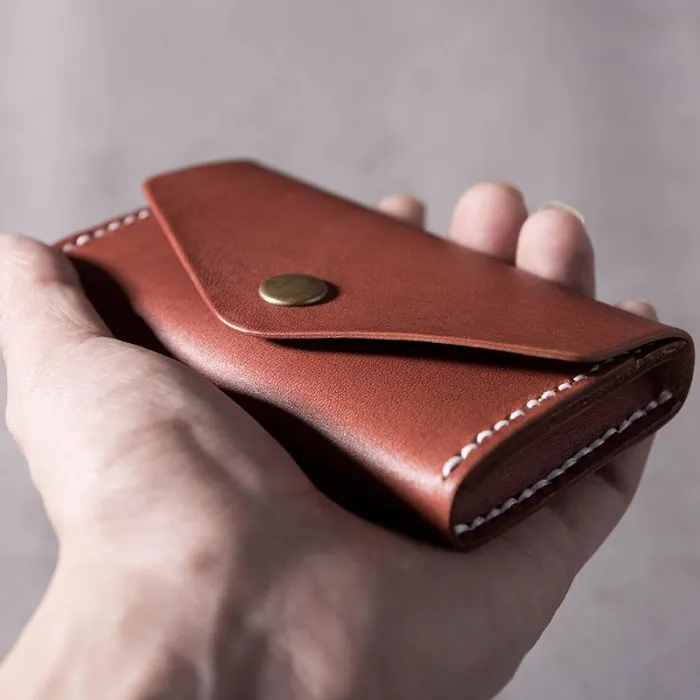 Handmade Leather Mens Cool Short Wallet Card Holder Small Card Slim Wallets for Men