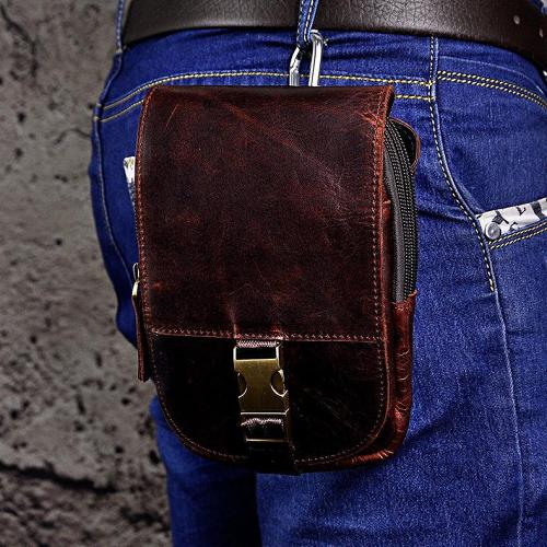 Vintage Leather Cigarette Cases Belt Pouch for Men Waist Bags BELT BAG For Men