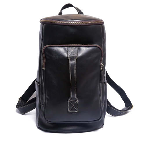Genuine Leather Mens Cool Backpack Sling Bag Large Black Travel Bag Hiking Bag for men