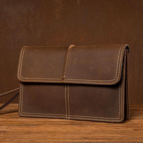 Cool Brown Mens long Wallet Wristlet Bag Clutch Wallet Envelope Wallet Mobile Bag for Men