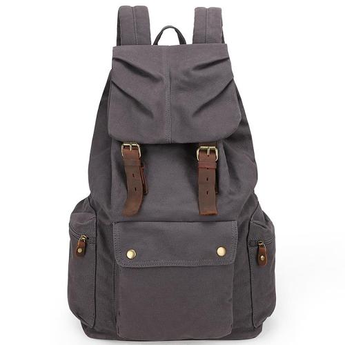 Canvas Leather Women Mens 14 Khaki Travel Backpack Green Computer Bag College Backpack for Men