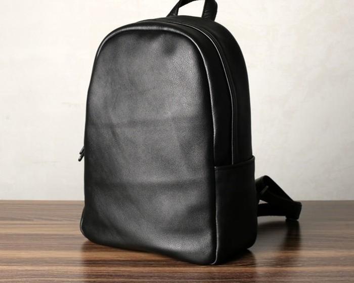 Genuine Leather Mens Cool Backpack Sling Bag Large Black Travel Bag Hiking Bag for men