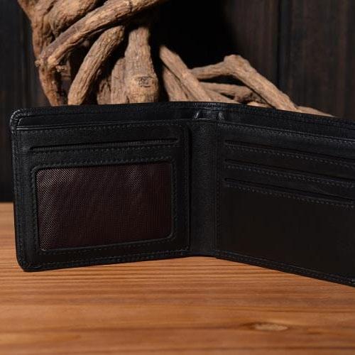 Genuine Leather Mens Cool billfold Leather Wallet Men Small Wallets Bifold for Men