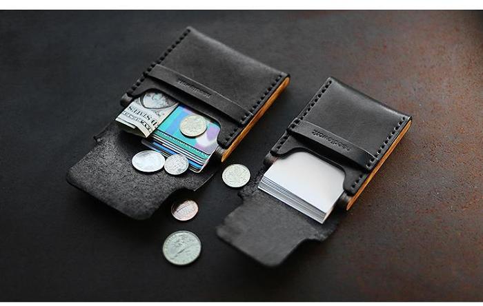 Cool Wooden Leather Black Mens Wallet Small Card Holder Coin Wallet for Men