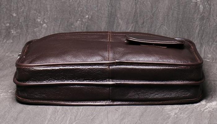 Dark Brown Leather Mens 15 inches Large Laptop Work Bag Handbag Briefcase Shoulder Bags Business Bags For Men