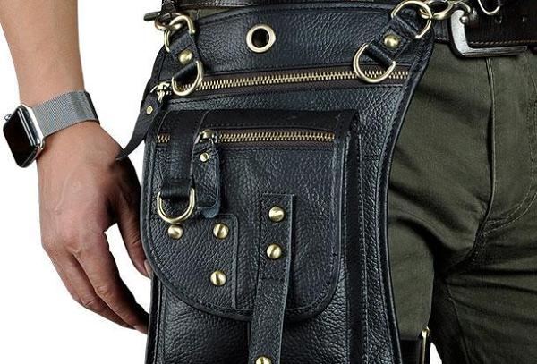 LEATHER MEN FANNY PACK SMALL WAIST BAG HIP PACK BELT BAG BUMBAG FOR MEN