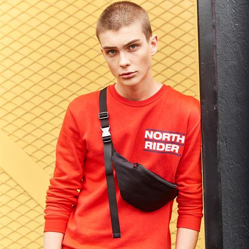 Fashion Black Nylon Mens Fanny Pack Sling Bag Hip Bag Black One Shoulder Backpack for Men