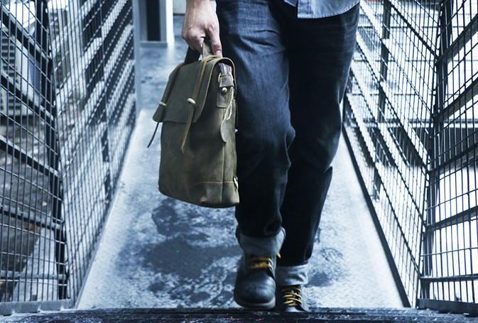 Vintage Mens Leather Briefcase Handbag Shoulder Bag Backpack for men