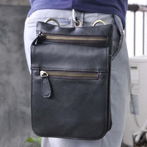 Leather Belt Pouch Mens Waist Bag Shoulder Bag for Men