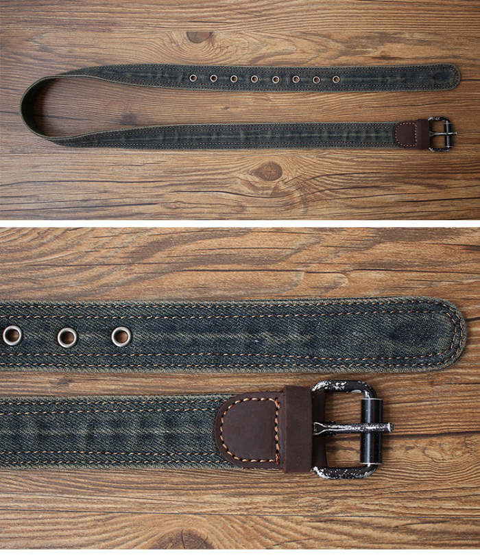 Cool Double Loops Denim Belt Denim Blue Belt Vintage Denim Belt For Men Women