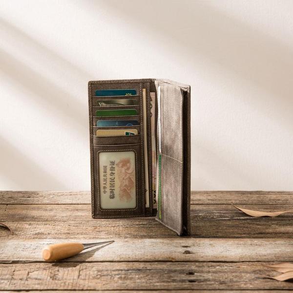 Cool Mens long Wallet Leather Vintage Wallet Long Wallets for Men