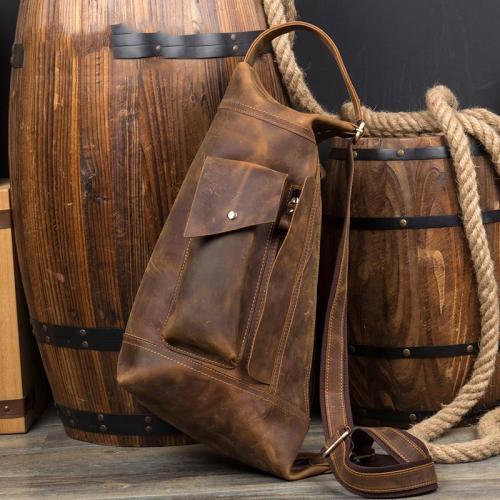 Leather Mens Cool Sling Bag Crossbody Bag Chest Bag for men