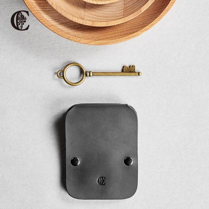 Cool Black Men's Leather Key Holder Car Key Case Card Holder For Men