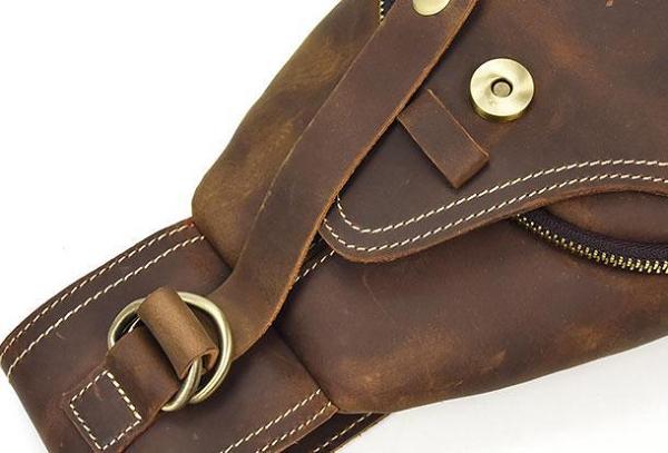 Cool Leather Chest Bag Sling Bag Sling Crossbody Bag Travel Bag Hiking Bags For Men