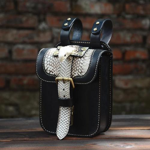 Handmade Biker Leather Belt Pouch Mens Cases Waist Bag Hip Pack Belt Bag Fanny Pack Bumbag for Men