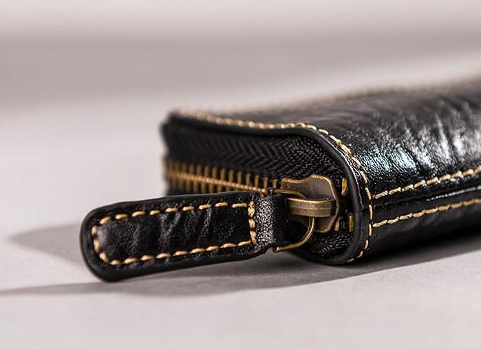 Leather Men Small Key Wallet Bifold Small Keyring Wallet for Men